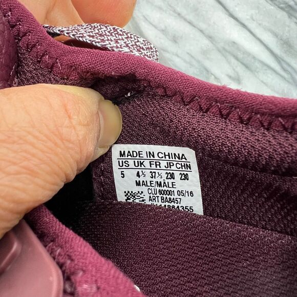 Adidas Mens 5 PureBoost ZG Maroon White Running Shoes Lace Up Low Top BA8457 - Picture 10 of 12